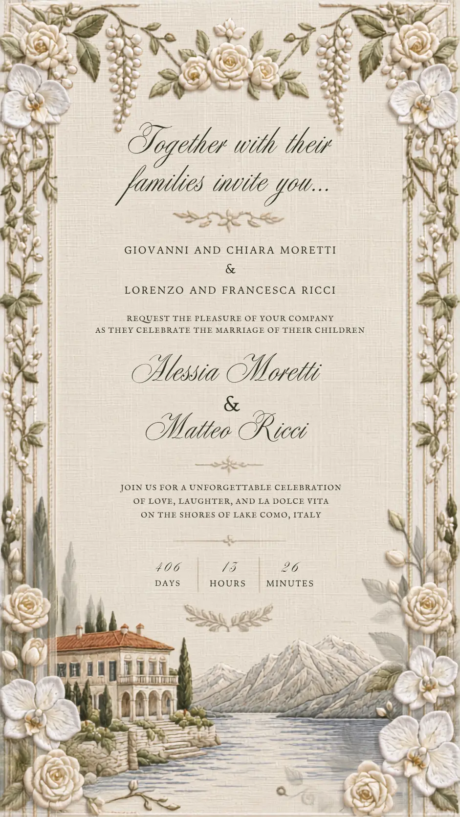 Together with their families invitation section